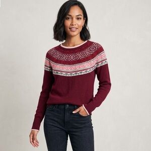 Hollister Nordic Pattern Sweater Size Small Maroon & Pink Eclectic Grandpa Y2K